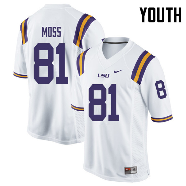 Youth #81 Thaddeus Moss LSU Tigers College Football Jerseys Sale-White